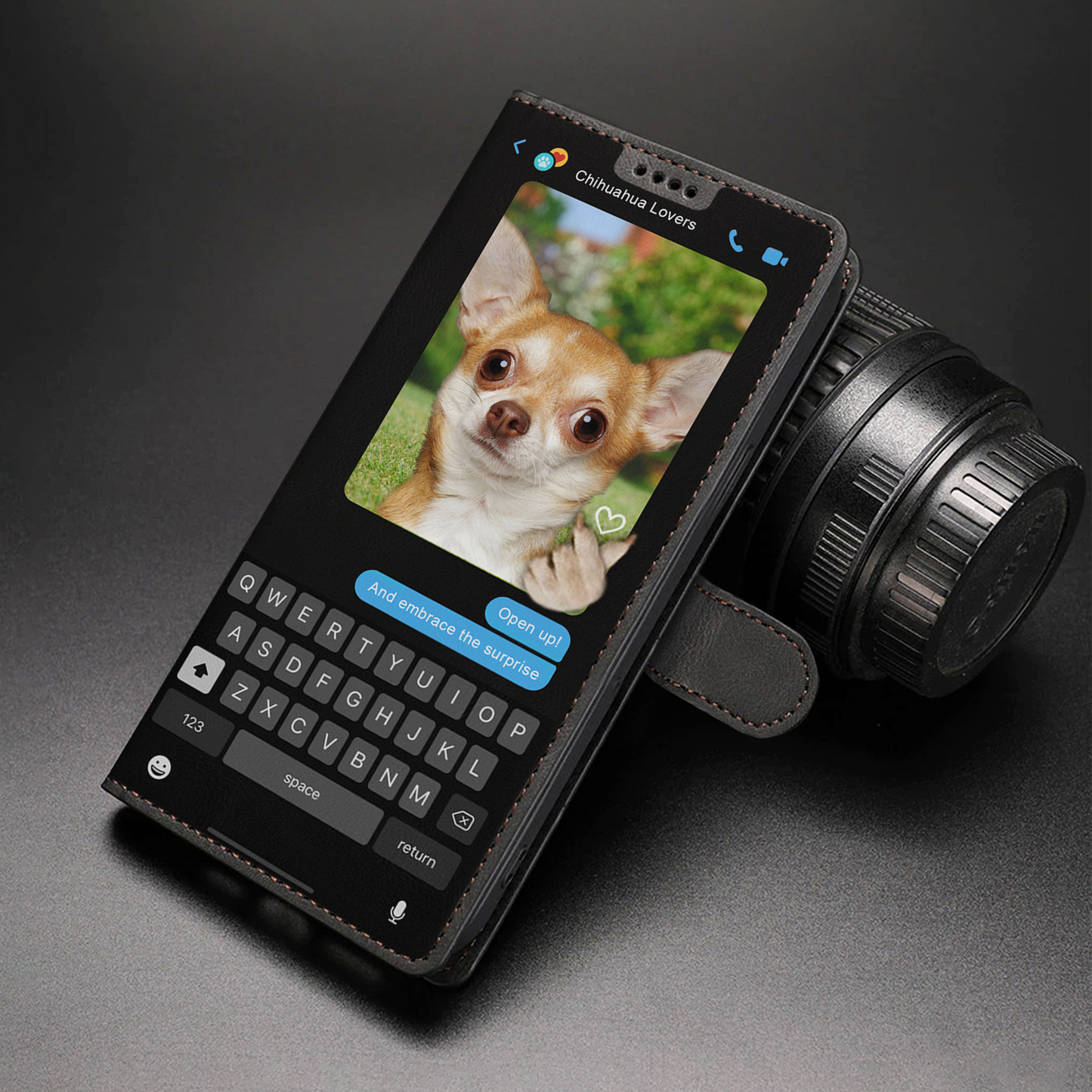 Versteckte Botschaft des Chihuahuas - Verspielte Brieftaschen-Telefonhülle V2