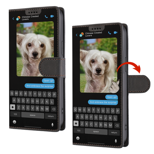 Versteckte Botschaft des Chinesischen Schopfhundes - Verspielte Brieftaschen-Telefonhülle V1