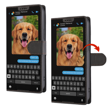 Message caché de Golden Retriever - Étui de téléphone portefeuille ludique V1