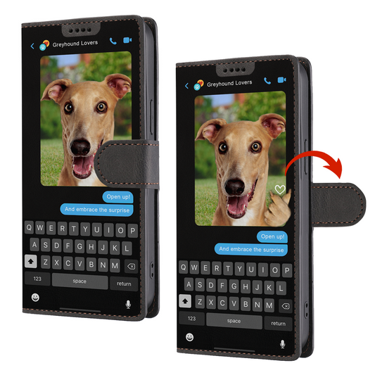 Versteckte Botschaft des Windhunds - Verspielte Brieftaschen-Telefonhülle V1