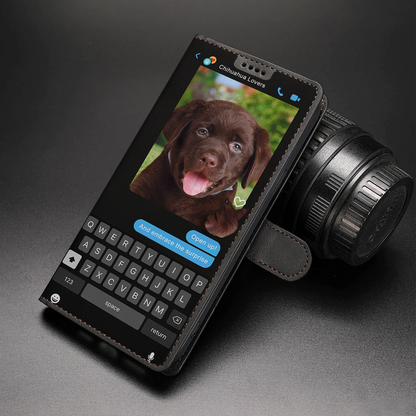 Message caché du Labrador - Étui portefeuille ludique pour téléphone V2