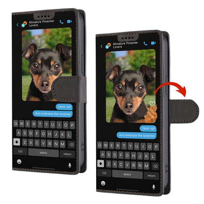 Message caché du Pinscher nain - Étui portefeuille ludique pour téléphone V1