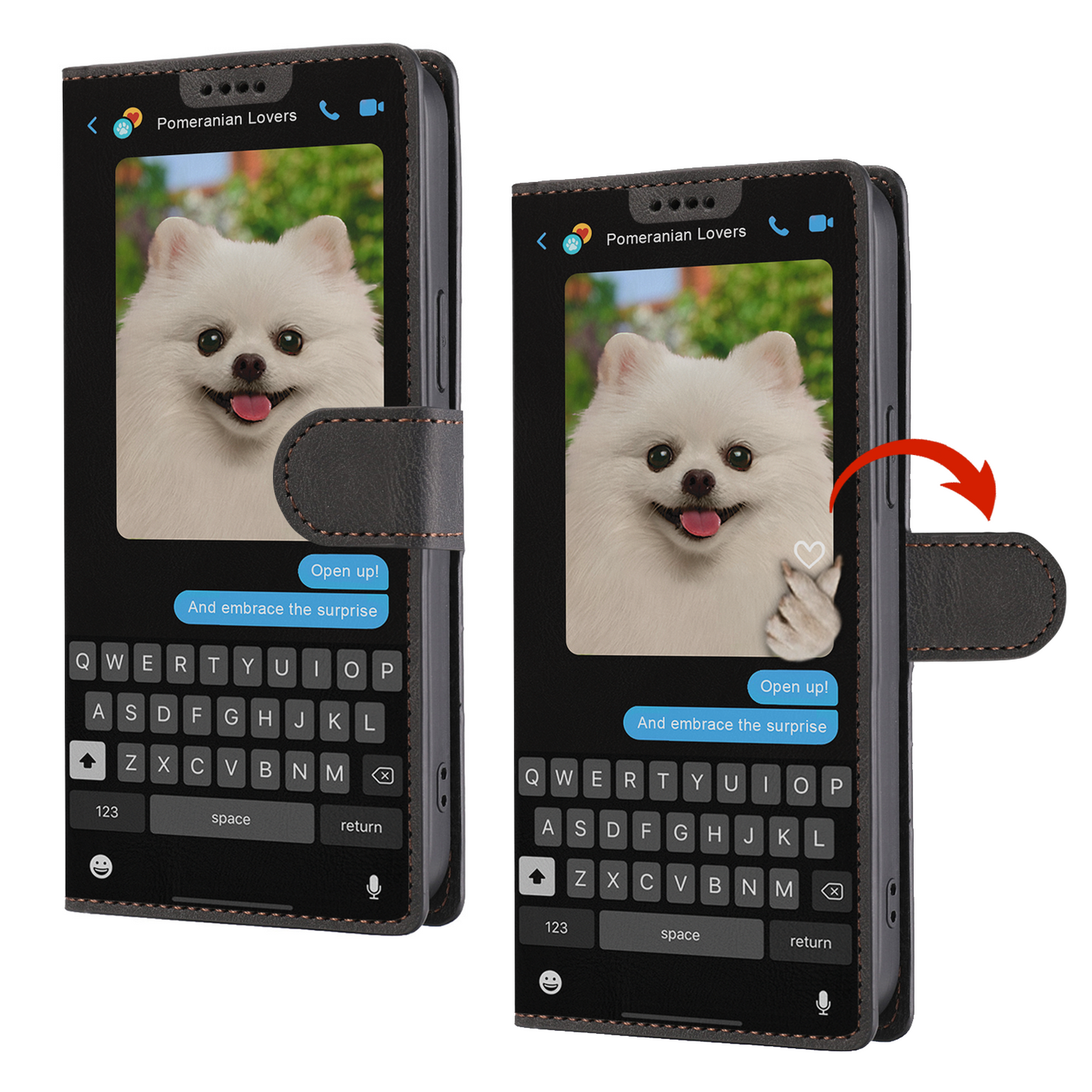 Message caché de Poméranie - Étui portefeuille ludique pour téléphone V2