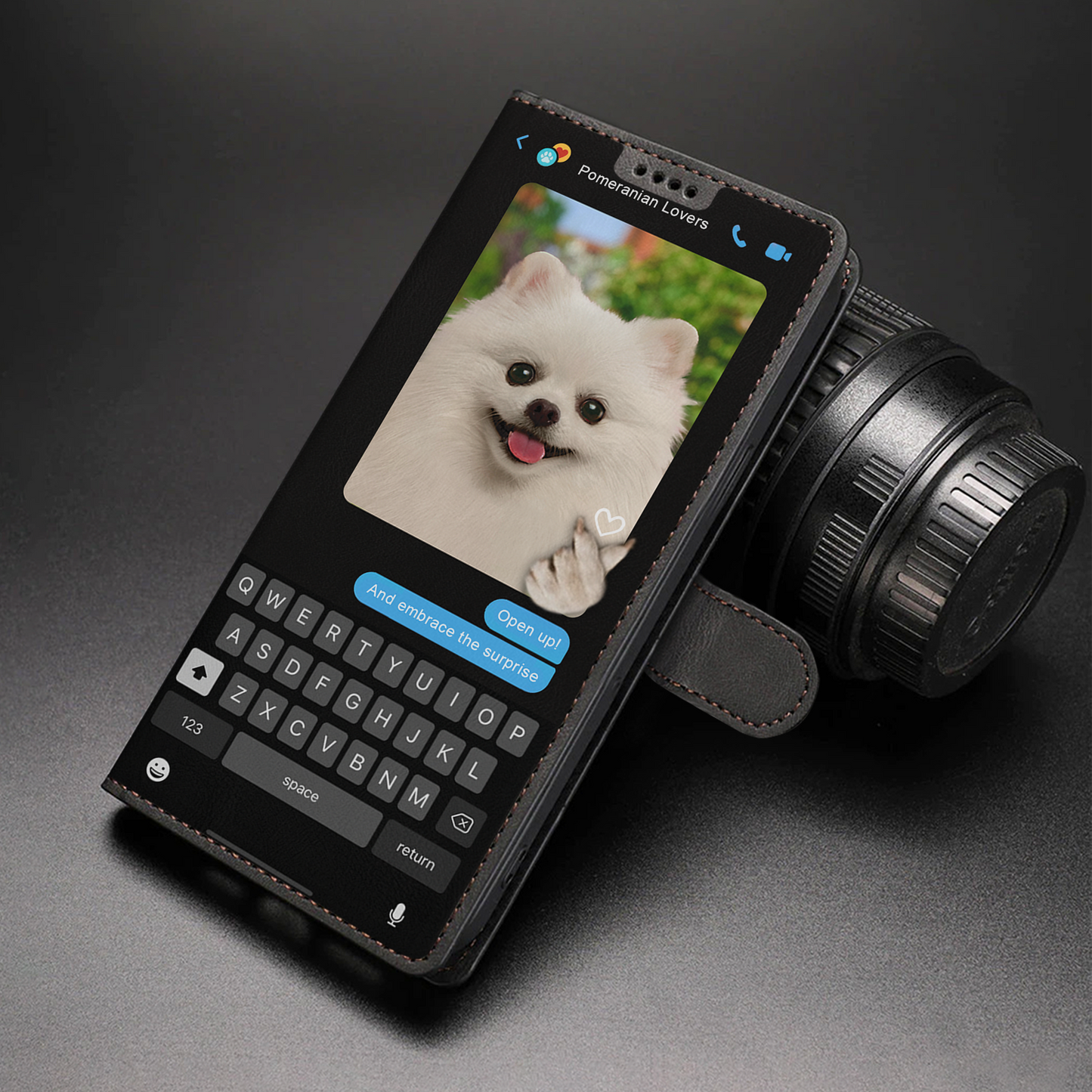 Message caché de Poméranie - Étui portefeuille ludique pour téléphone V2