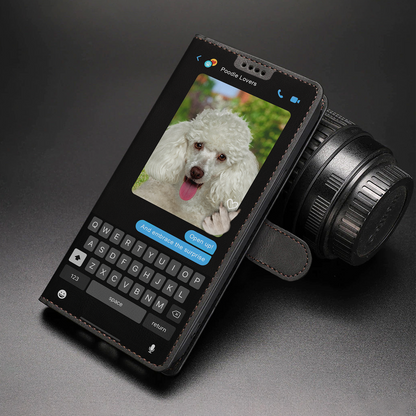 Message caché de caniche - Étui de téléphone portefeuille ludique V2