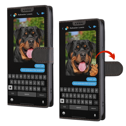 Message caché de Rottweiler - Étui de téléphone portefeuille ludique V1