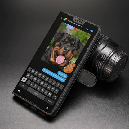 Message caché de Rottweiler - Étui de téléphone portefeuille ludique V1