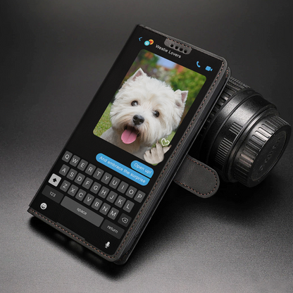 Message caché du West Highland White Terrier - Étui portefeuille ludique pour téléphone V1