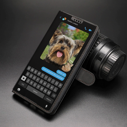 Versteckte Botschaft des Yorkshire Terriers - Verspielte Brieftaschen-Telefonhülle V1