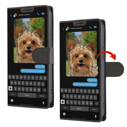 Message caché du Yorkshire Terrier - Étui portefeuille ludique pour téléphone V2