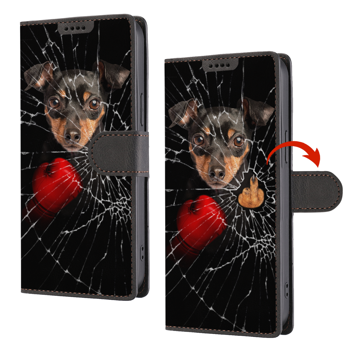 Knock You Out, Pinscher nain - Étui portefeuille pour téléphone V1