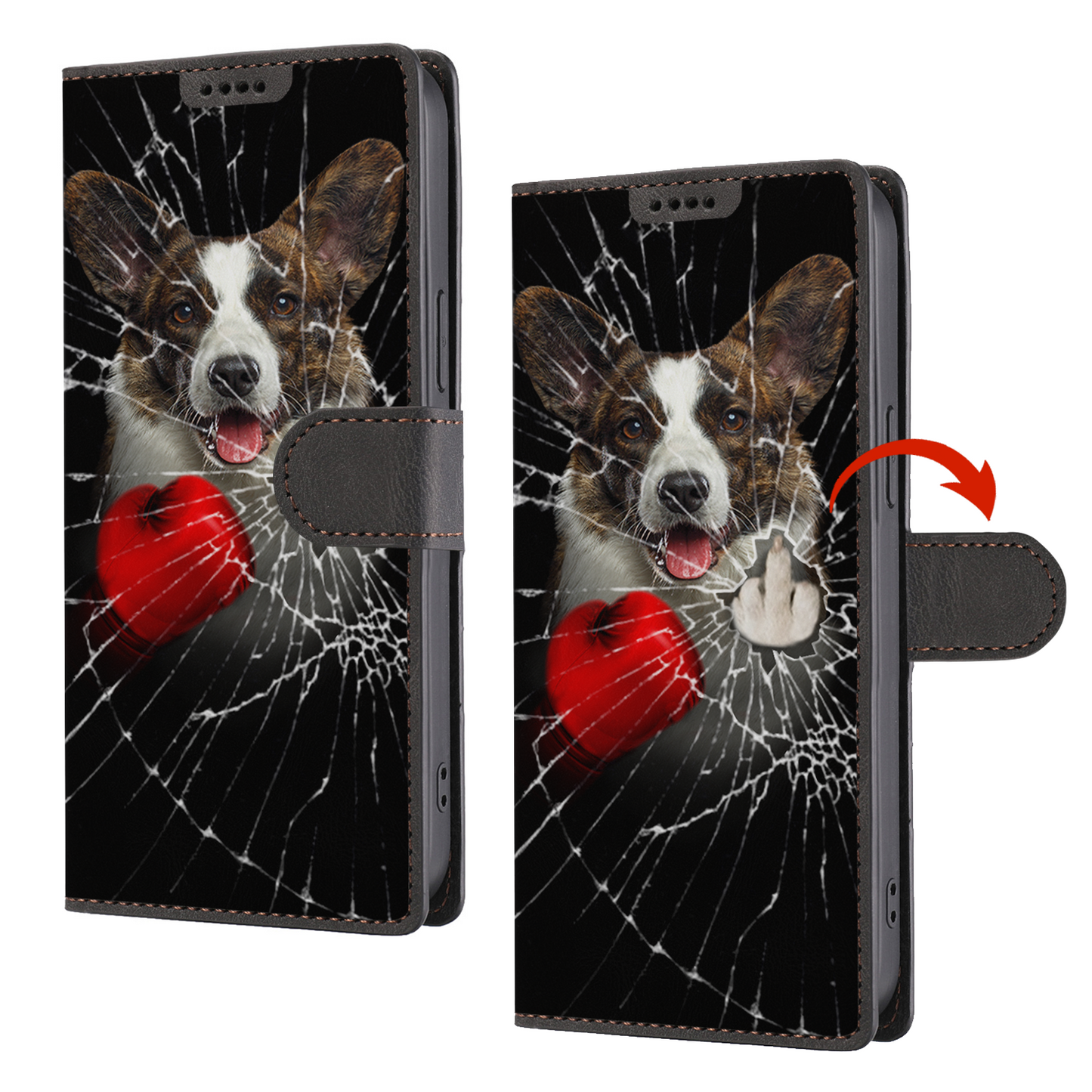 Knock You Out, Welsh Corgi - Étui portefeuille pour téléphone V1