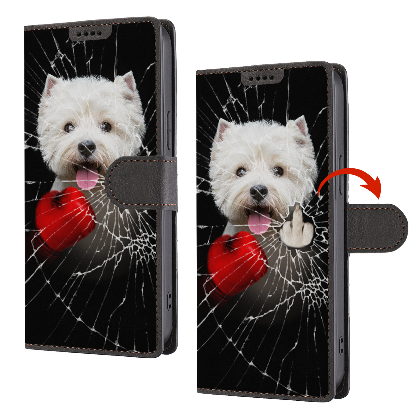 Knock You Out, West Highland White Terrier - Étui portefeuille pour téléphone V1