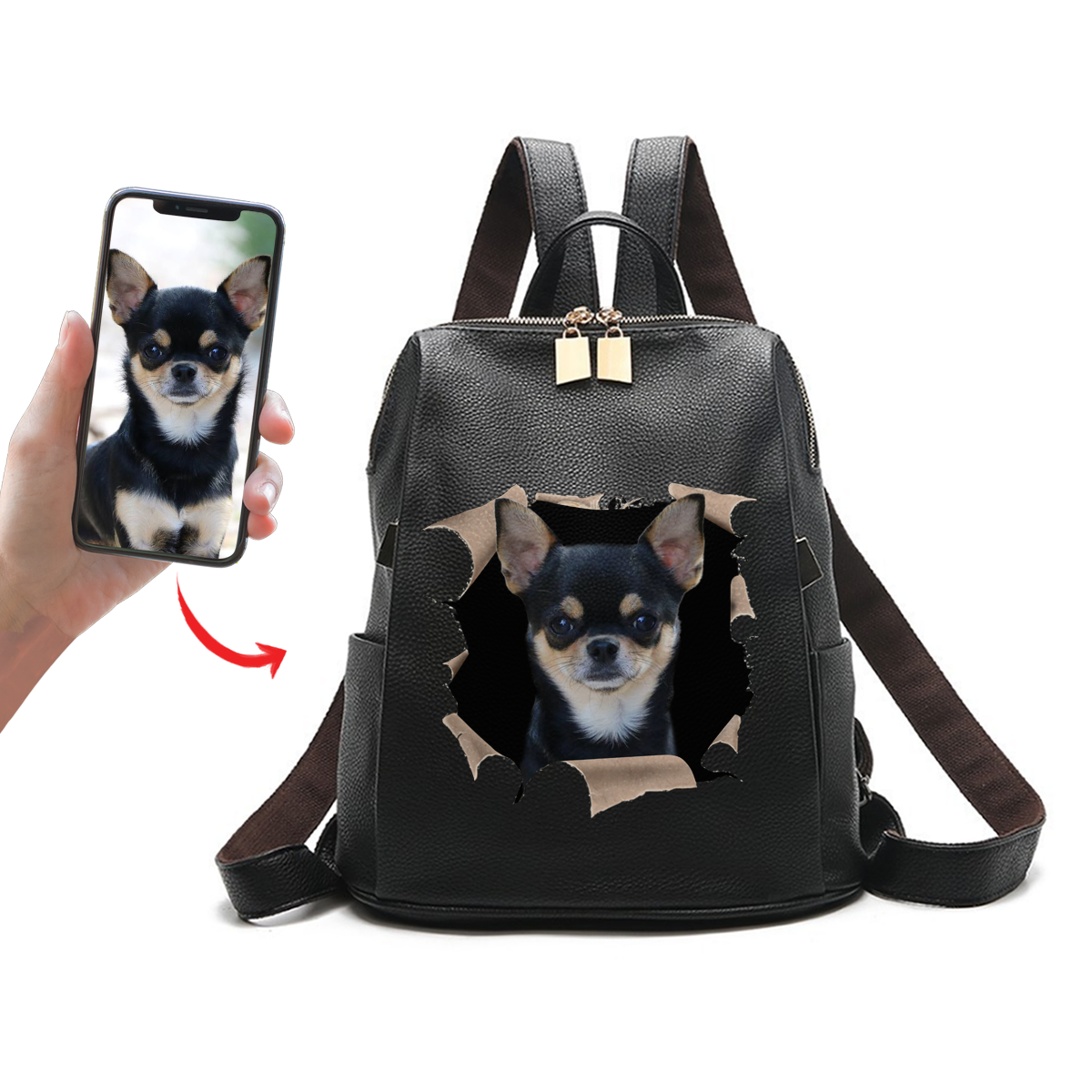 Gemeinsam ausgehen – Personalisierter Rucksack mit dem Foto Ihres Haustieres V2