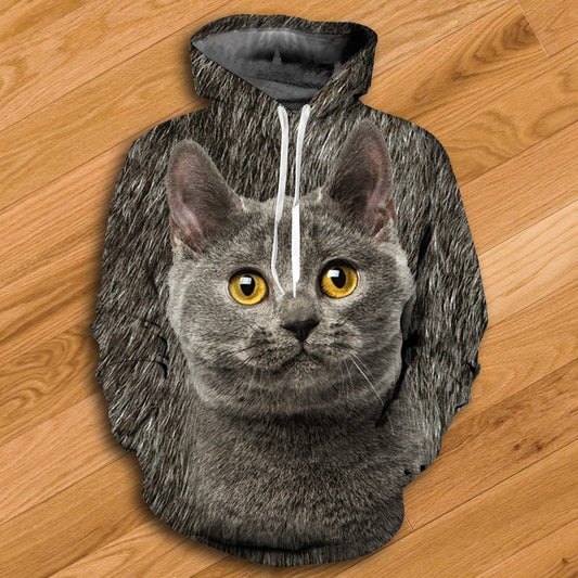 Chartreux Cat Hoodie - All Over