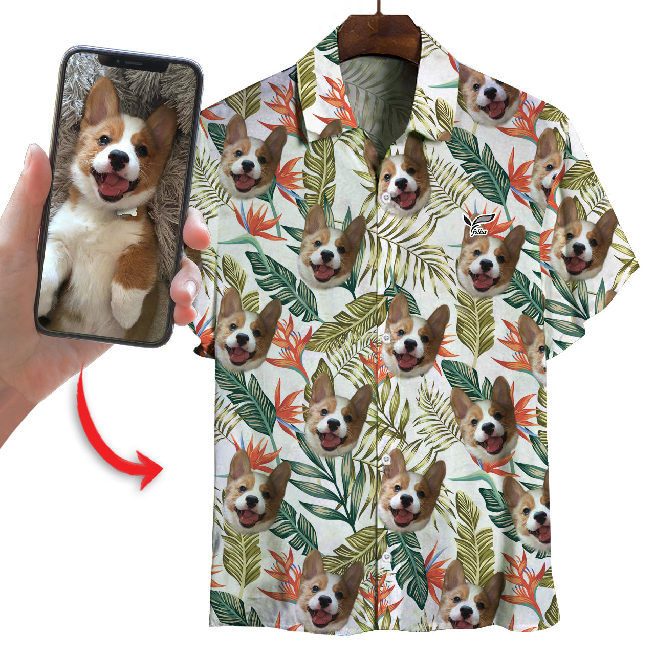 Chemise hawaïenne personnalisée avec la photo de votre animal