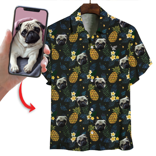 Chemise hawaïenne personnalisée avec la photo de votre animal V4