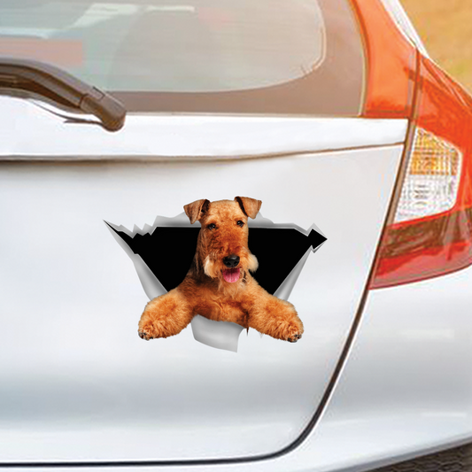 We Like Riding In Cars – Airedale Terrier Auto-/Tür-/Kühlschrank-/Laptop-Aufkleber V1
