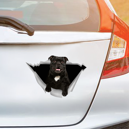 We Like Riding In Cars – American Staffordshire Terrier Auto-/Tür-/Kühlschrank-/Laptop-Aufkleber V1