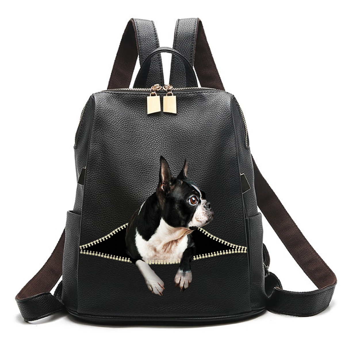 Bull Terrier Pattern Print Backpack main image 1