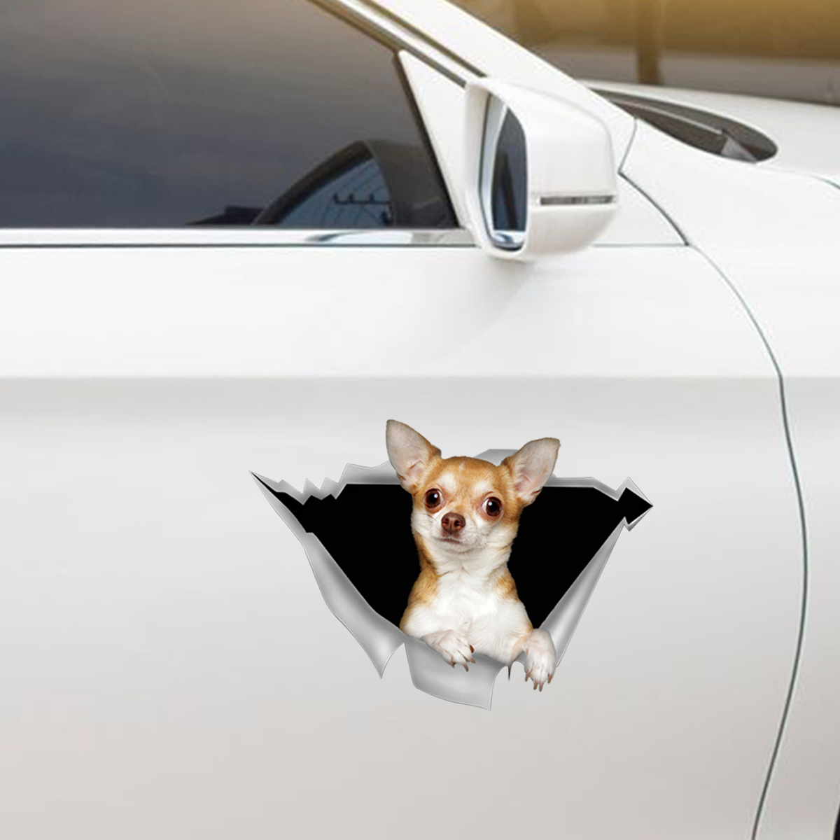 Nous aimons rouler dans les voitures - Autocollant Chihuahua pour voiture/porte/réfrigérateur/ordinateur portable V2