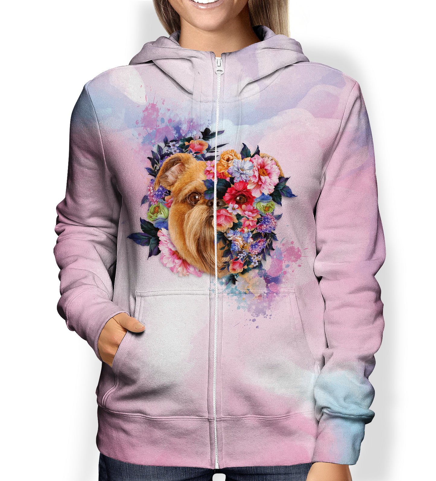 Griffon Bruxellois Hearts Are Beautiful Flowers - Hoodie V1