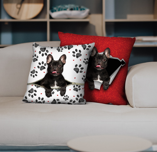 Sie stehlen Ihre Couch – Kissenbezüge mit französischer Bulldogge V4 (2er-Set)