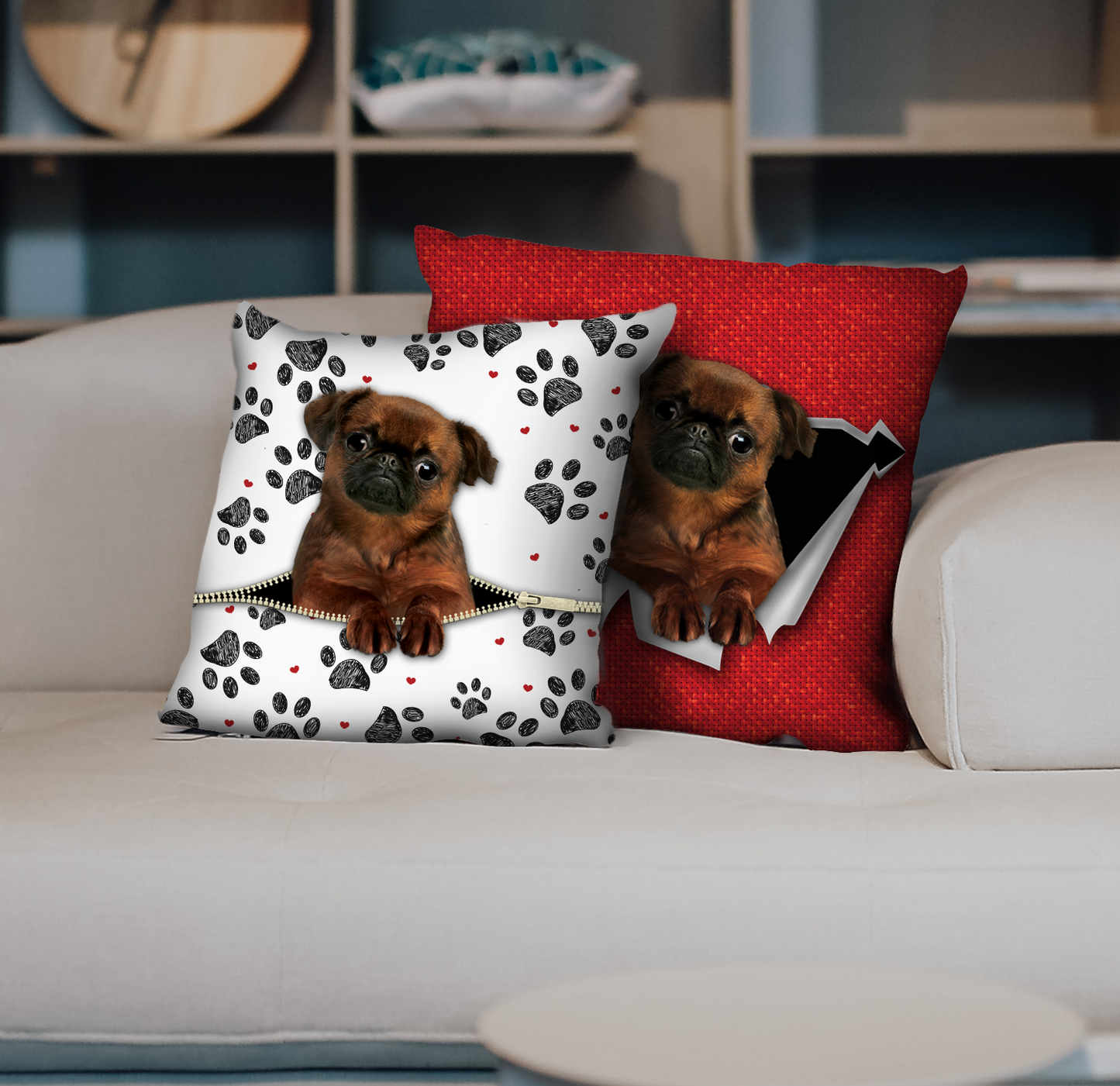 They Steal Your Couch - Griffon Bruxellois Pillow Cases V2 (Set of 2)