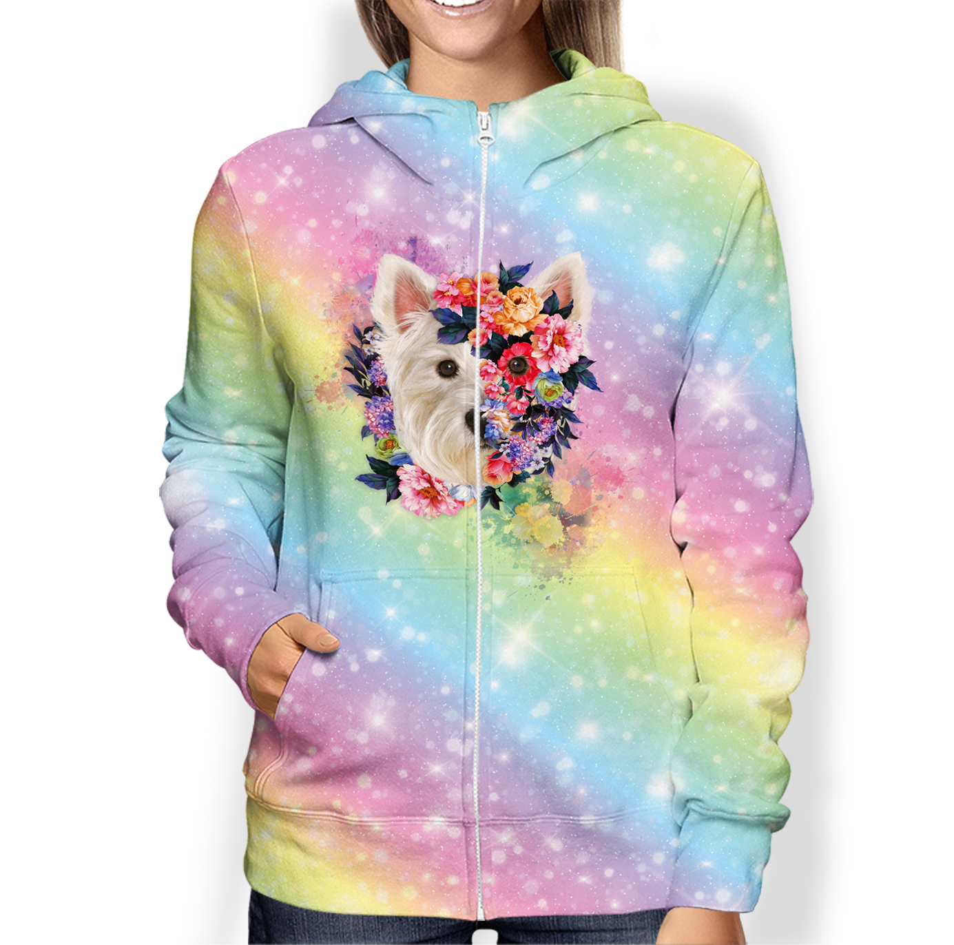 Schöne Blumen – personalisierter Kapuzenpullover mit dem Foto Ihres Haustiers V2