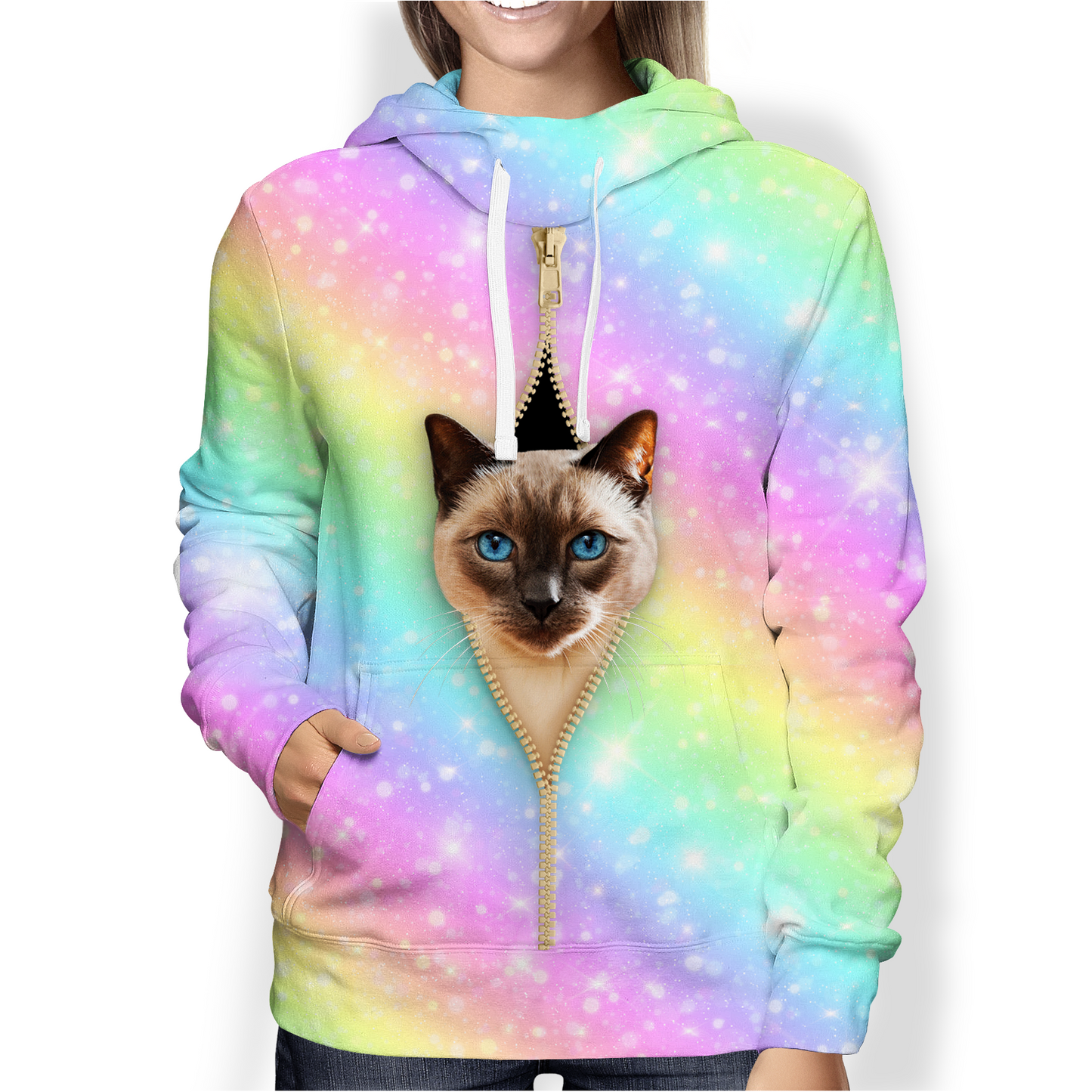 Siamese Cat Rainbow Hoodie V1