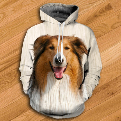 Rough Collie Hoodie - All Over