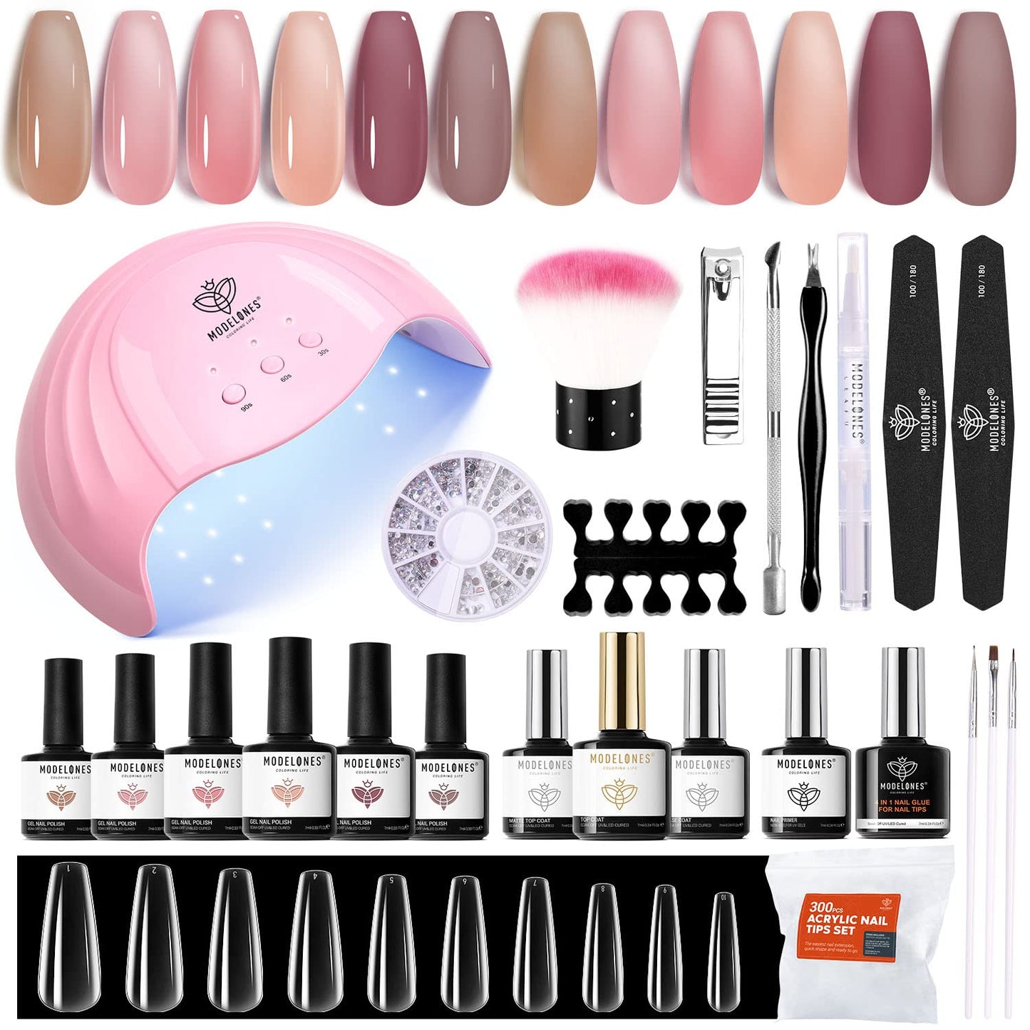 Kit de vernis à ongles gel IL avec lumière UV, lampe LED 48 W - Ensemble de manucure tout pour débutant A1 Jelly