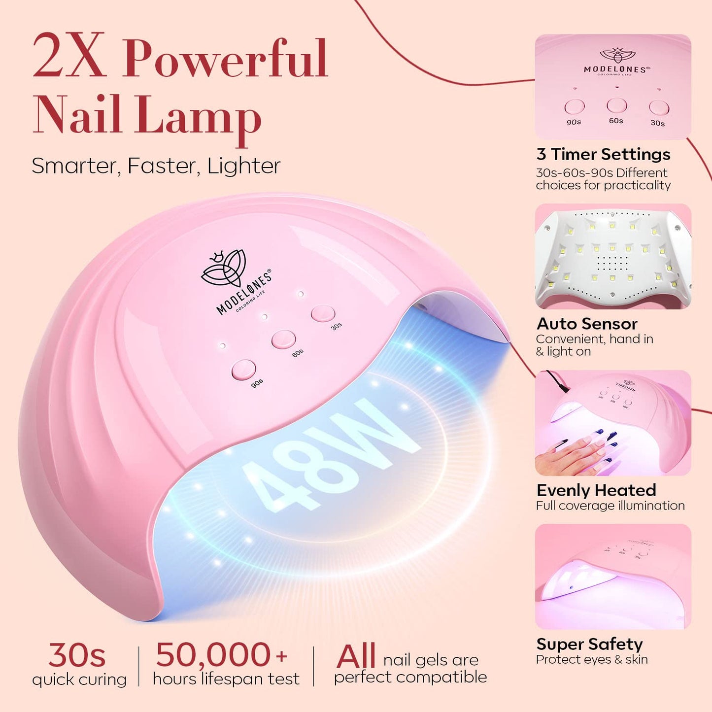 Kit de vernis à ongles gel IL avec lumière UV, lampe LED 48 W - Ensemble de manucure tout pour débutant A1 Jelly