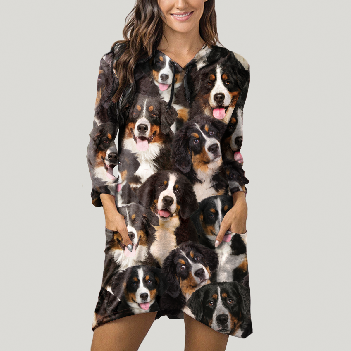 A Bunch Of Bernese Mountains - Hoodie With Ears V1