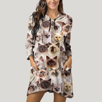 A Bunch Of Birman Cats - Hoodie With Ears V1