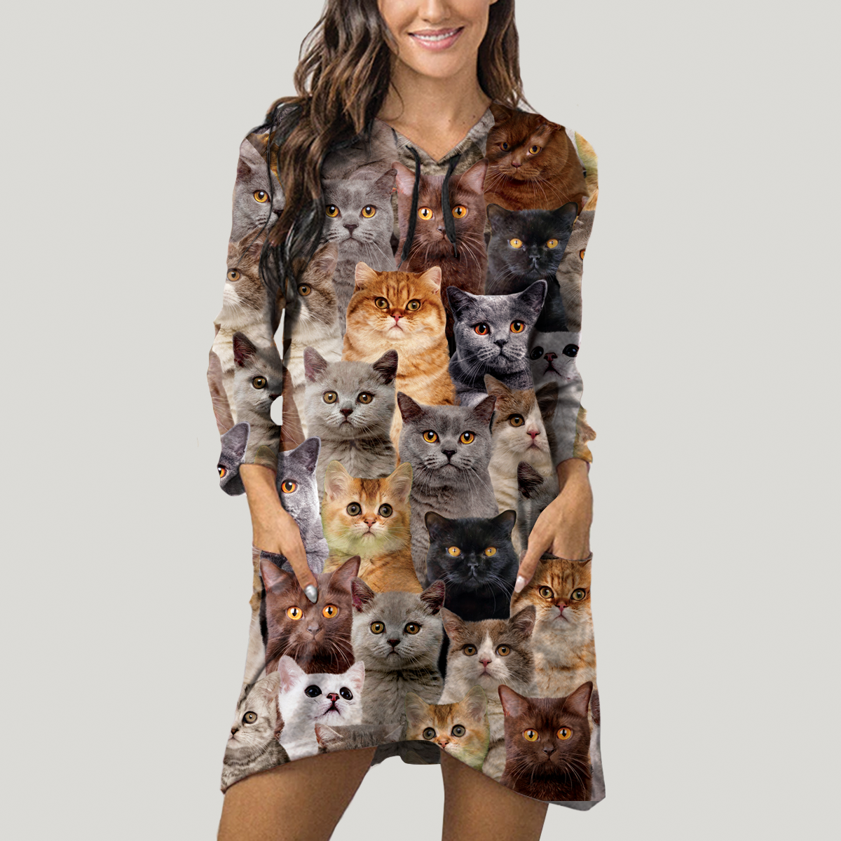 A Bunch Of British Shorthair Cats - Hoodie With Ears V1