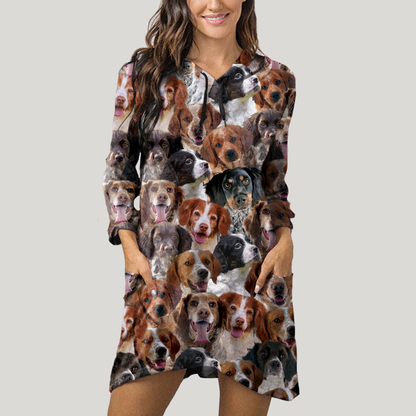 A Bunch Of Brittany Spaniels - Hoodie With Ears V1