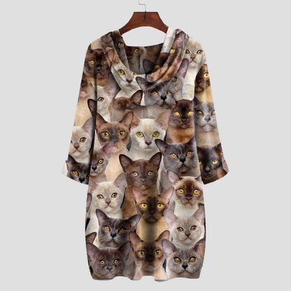 A Bunch Of Burmese Cats - Hoodie With Ears V1