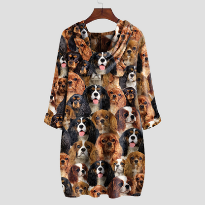 A Bunch Of Cavalier King Charles Spaniels - Hoodie With Ears V1