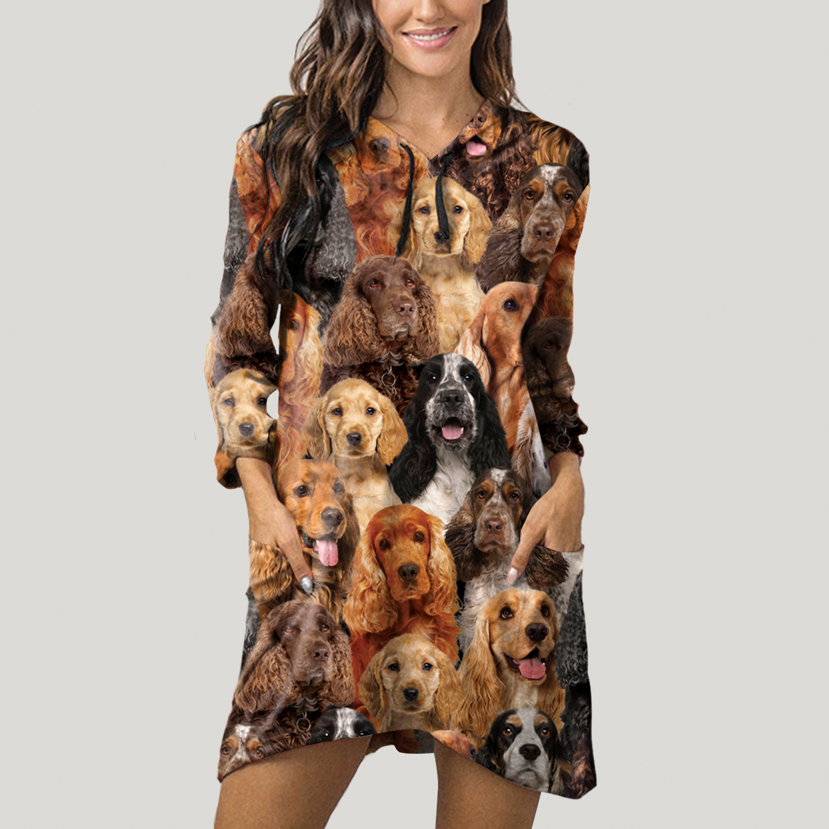 A Bunch Of English Cocker Spaniels - Hoodie With Ears V1