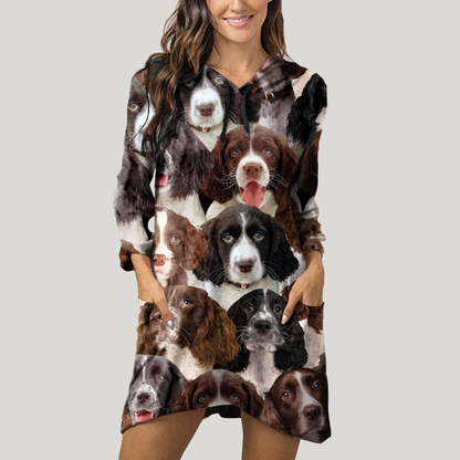 A Bunch Of English Springer Spaniels - Hoodie With Ears V1