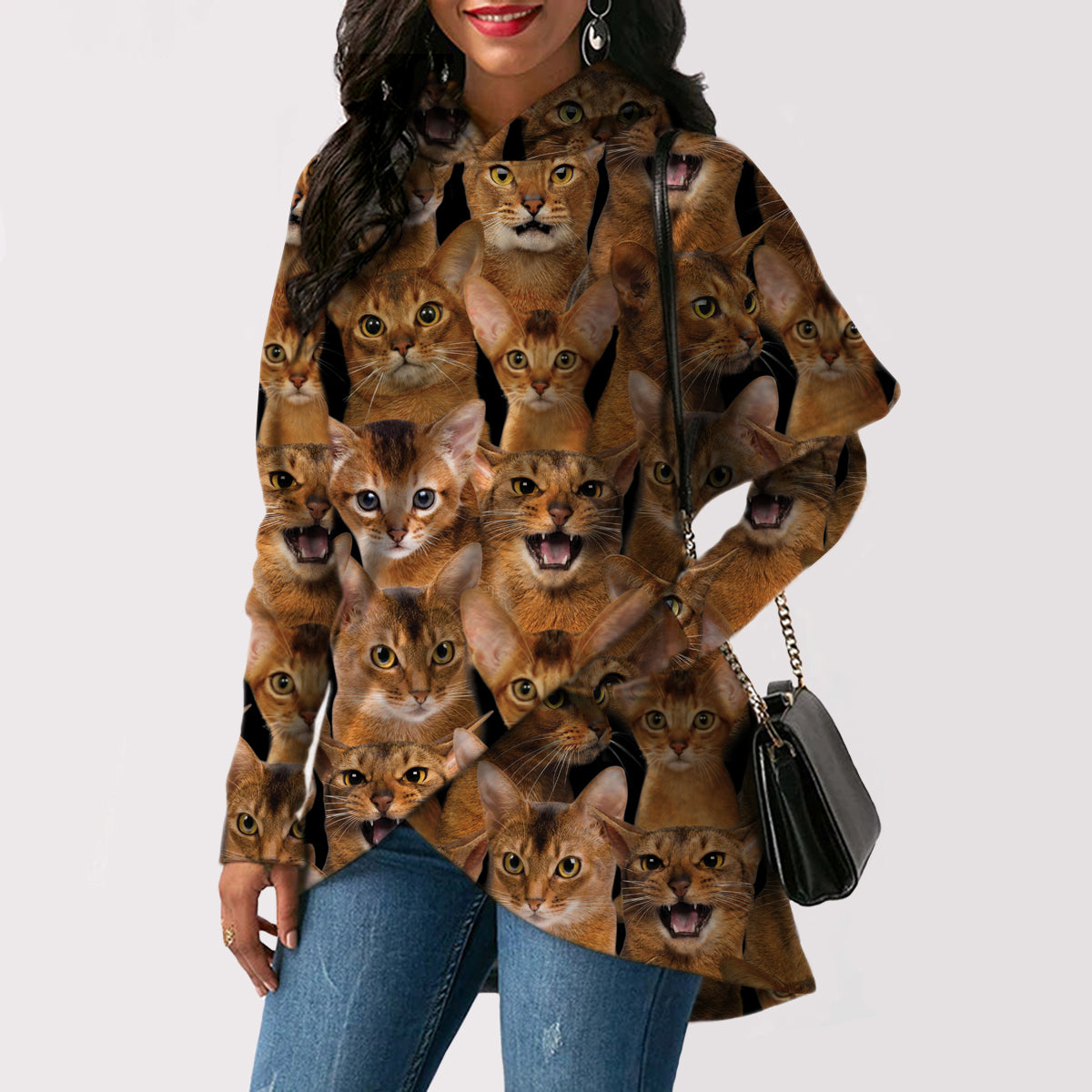 Ein Haufen abessinischer Katzen - Fashion Long Hoodie V1