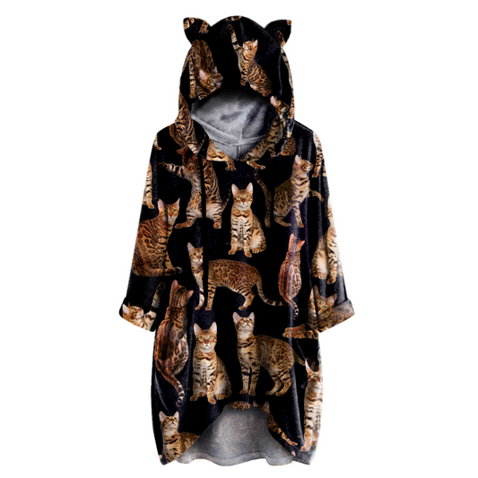 A Bunch Of Bengal Cats - Hoodie With Ears V1