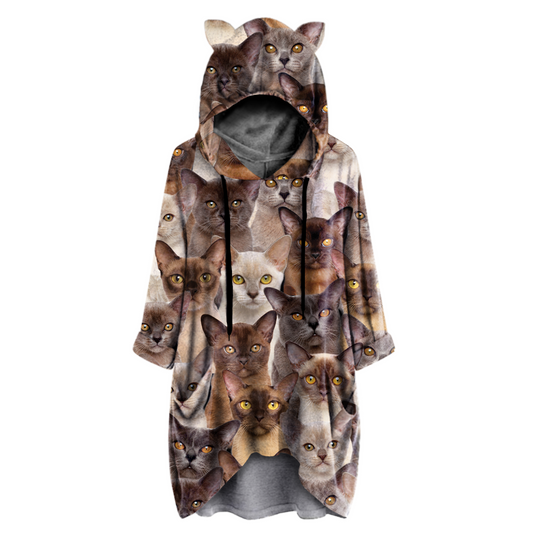 A Bunch Of Burmese Cats - Hoodie With Ears V1