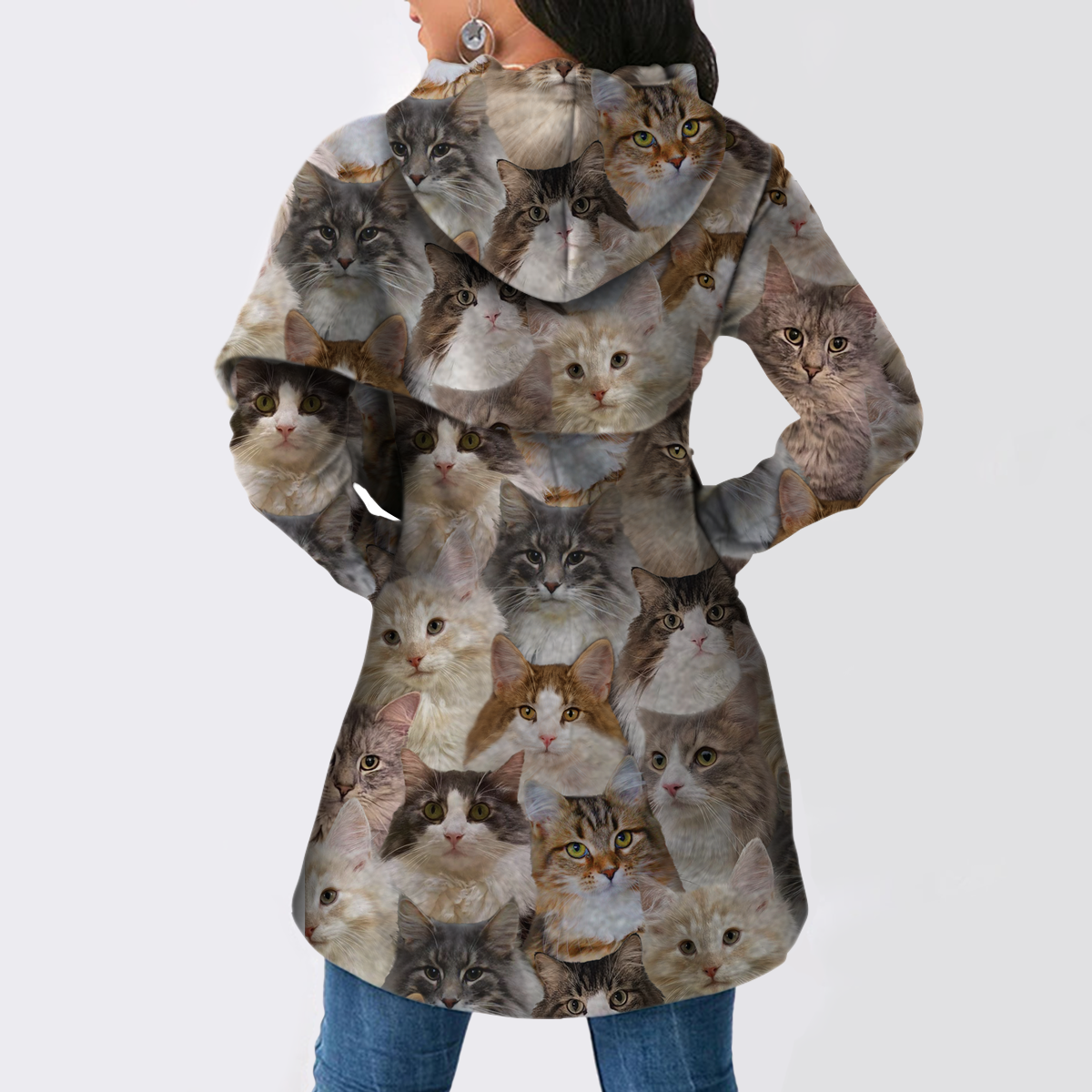 Ein Haufen norwegischer Waldkatzen - Fashion Long Hoodie V1