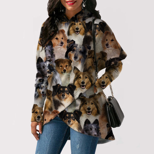 Ein Haufen Shetland-Schäferhunde - Fashion Long Hoodie V1