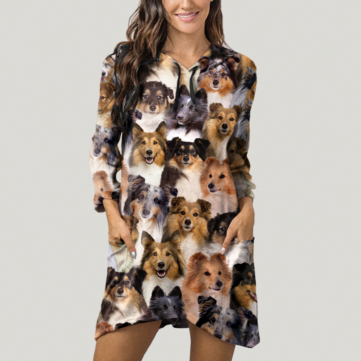 A Bunch Of Shetland Sheepdogs - Hoodie With Ears V1