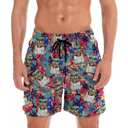 Aloha Hawaii-Shorts mit englischer Bulldogge V1