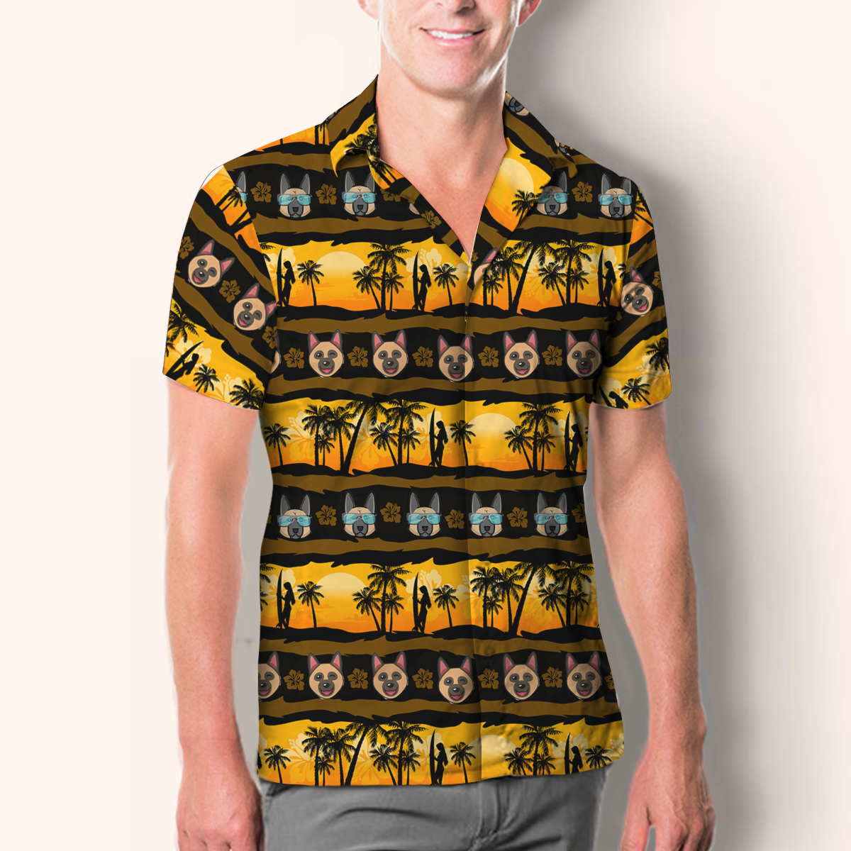 Aloha Hawaiian German Shepherd Shirt V3
