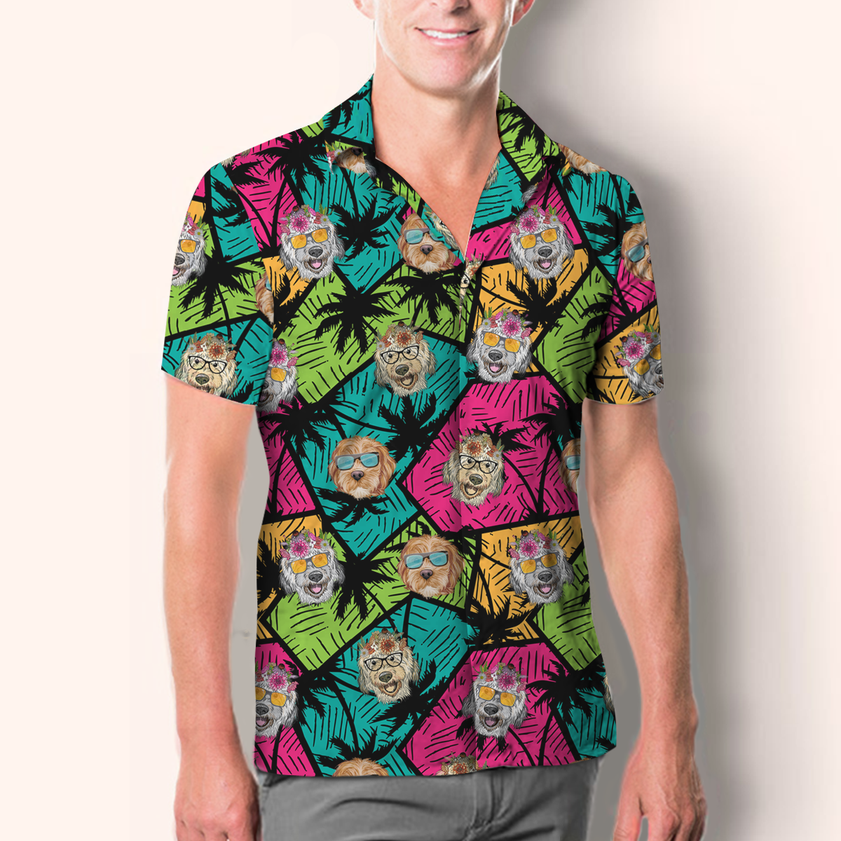 Chemise Labradoodle hawaïenne Aloha V2